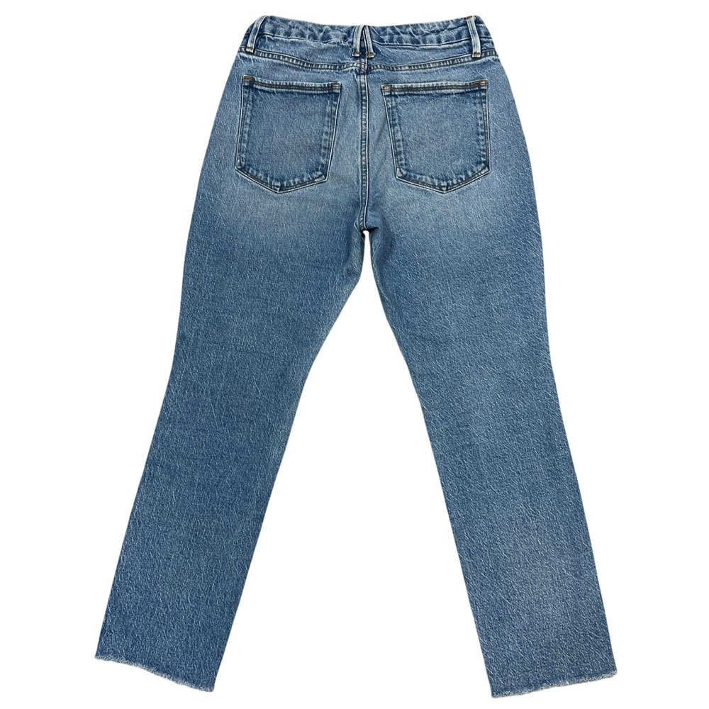 Good American Good Classic Straight Raw Hem Jeans 6/28 Stretch High-Rise Grunge - Picture 2 of 10